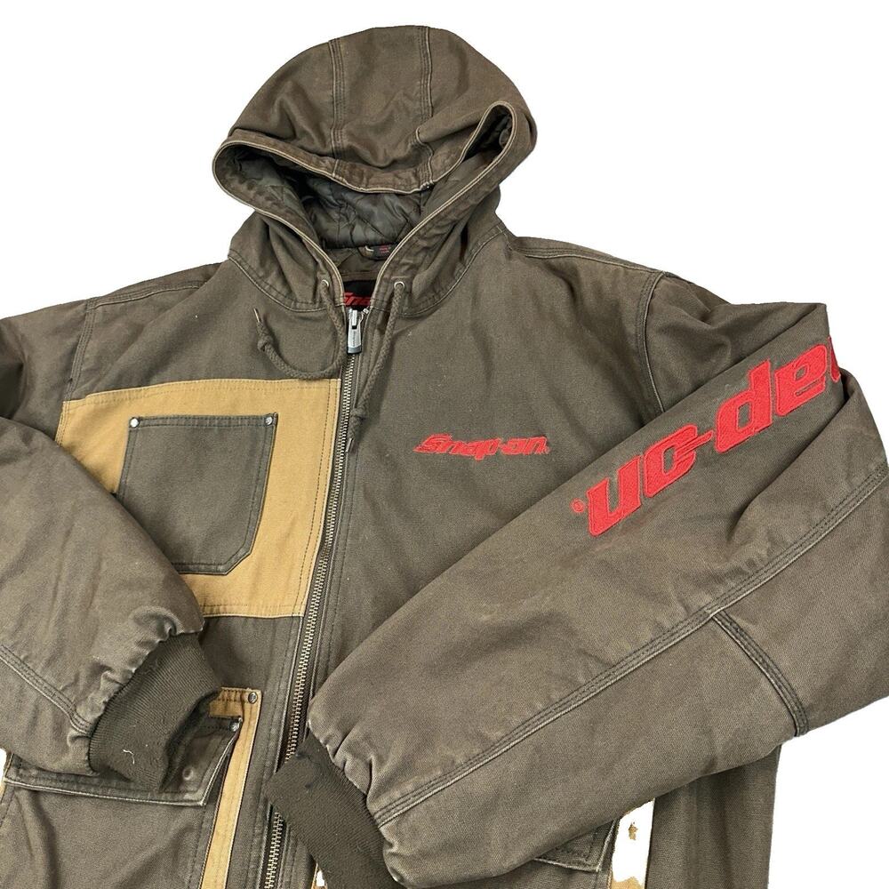 Snap-on Tools Jacket Men’s XL Brown Canvas Hooded Quilted Work Jacket